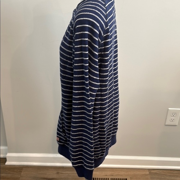 Disney Parks Large Navy Striped Zip-Up Sweater Hoodie Mickey Mouse Design - Picture 4 of 9